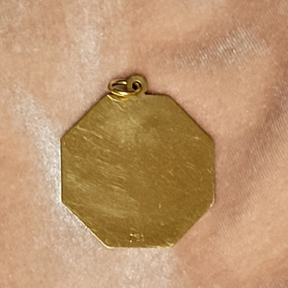 Vintage 14k Yellow Gold Crea "I'll Never Stop Loving You" Stop Sign Charm 3g - Picture 3 of 6